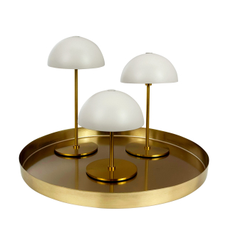 ALONG LED Minibordlampe beige/messing 3 stk. i æske med bakke