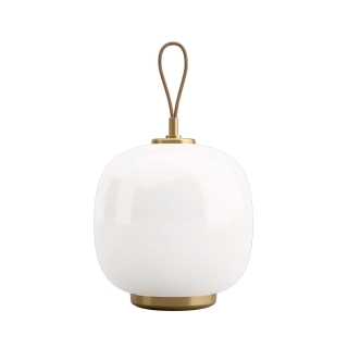 VL45 Radiohus Portable Bordlampe Messing/Glossy Opal - Louis Poulsen