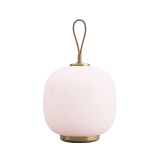 VL45 Radiohus Portable Bordlampe Messing/Glossy Pale Rose- Louis Poulsen