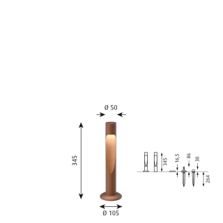 Flindt Garden Kort LED 2700K m/base Corten - Louis Poulsen