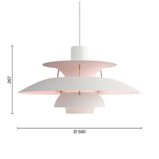 PH 5 Pendel Anniversary Mat Hvid/Pale Rose - Louis Poulsen